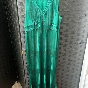 Elegant Green Fringe Dress